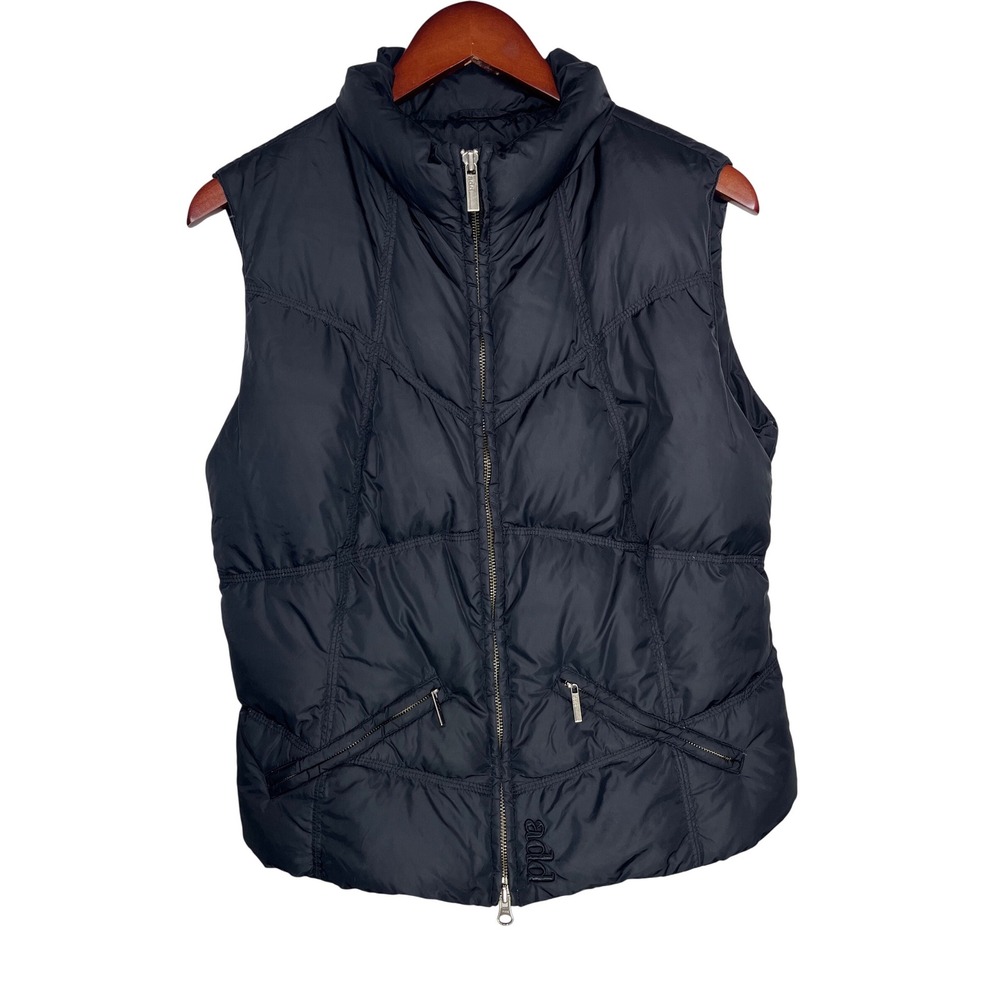 ADD Down Puffer Vest Womens Medium Black Quilted Lightweight Packable